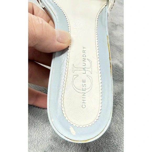 Chinese Laundry Jove Shoes Womens Size 8 Blue Mule Heels Lace Bow Open Toe - Picture 5 of 14